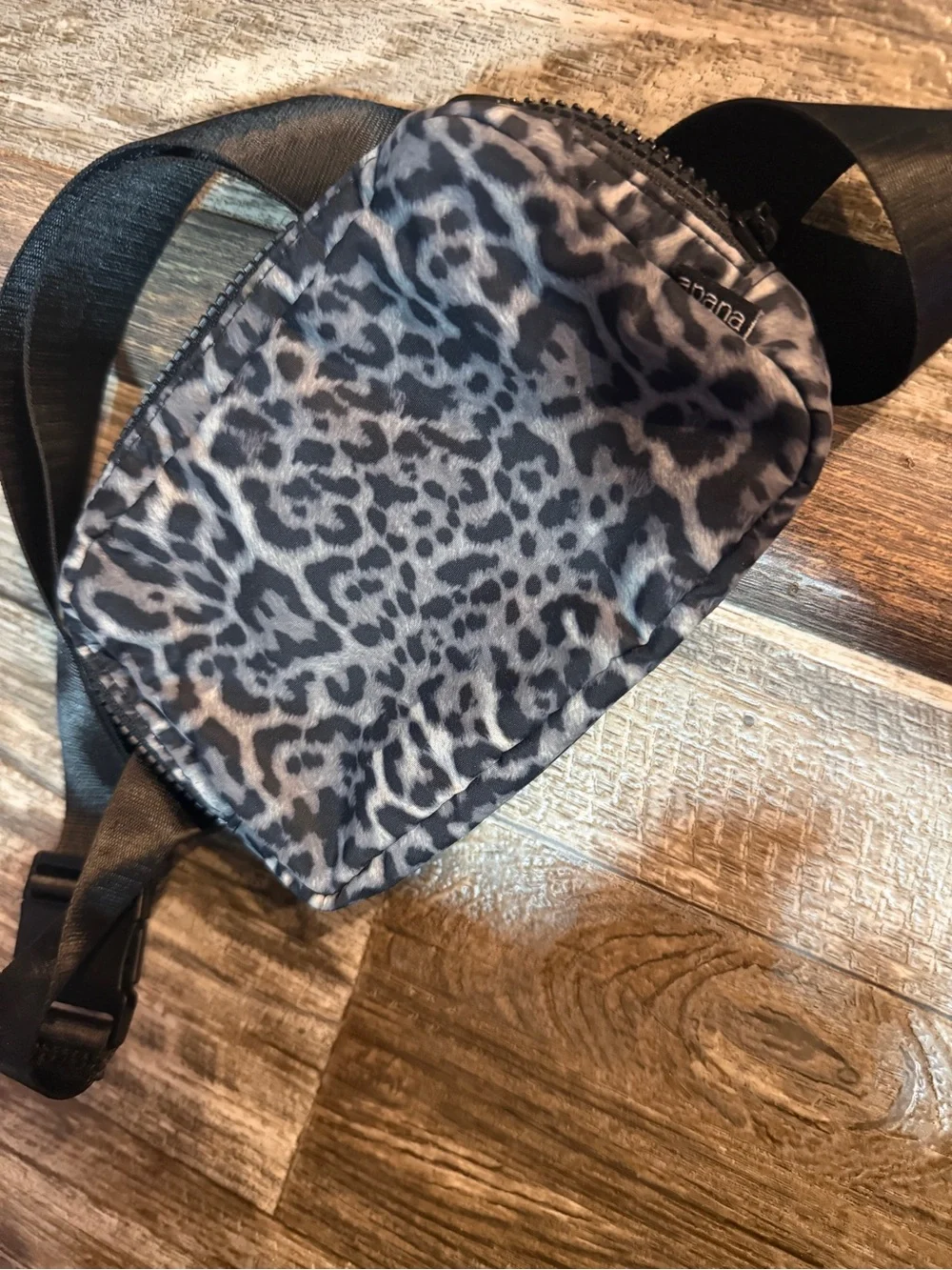 Apana Gray Leopard Print Crossbody Belt Bag